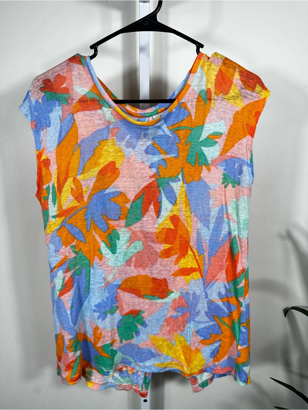 S101. Joie Linen Multicolor Floral Tank Top in Orange, Blue, Green, Yellow, Pink